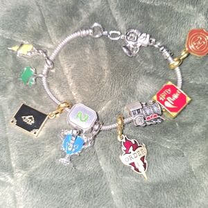 Harry Potter Silver Charm Bracelet with Colorful Charms